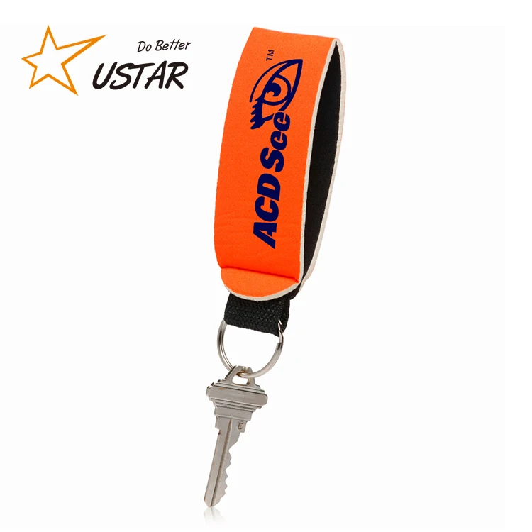 Fashion Custom Logo Neoprene Floating Key Chain Holder Cheap Key Ring Holder/ No Minimum Floating Keychain