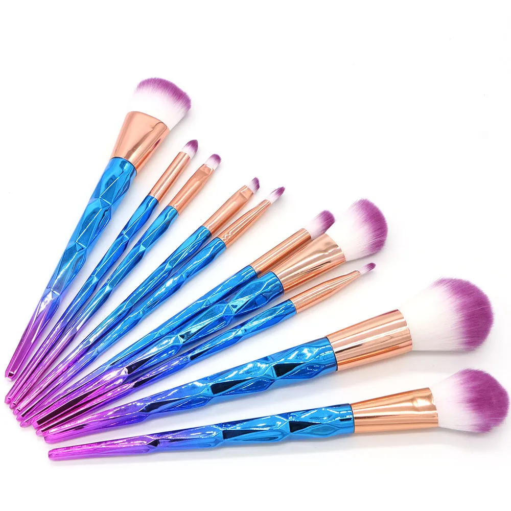 High Quality Reasonable Price Blue and Purple Make Up Brush Set, 7/10/12/20 pcs per Set Private Logo Makeup Brushes Set