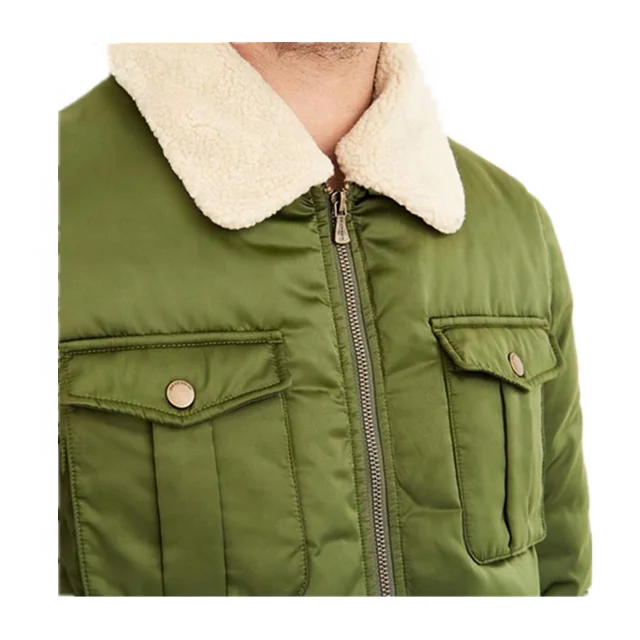 New Products 2021 Custom Warm Up Softshell Fur Collar Padded Men Winter Jacket With Zipper