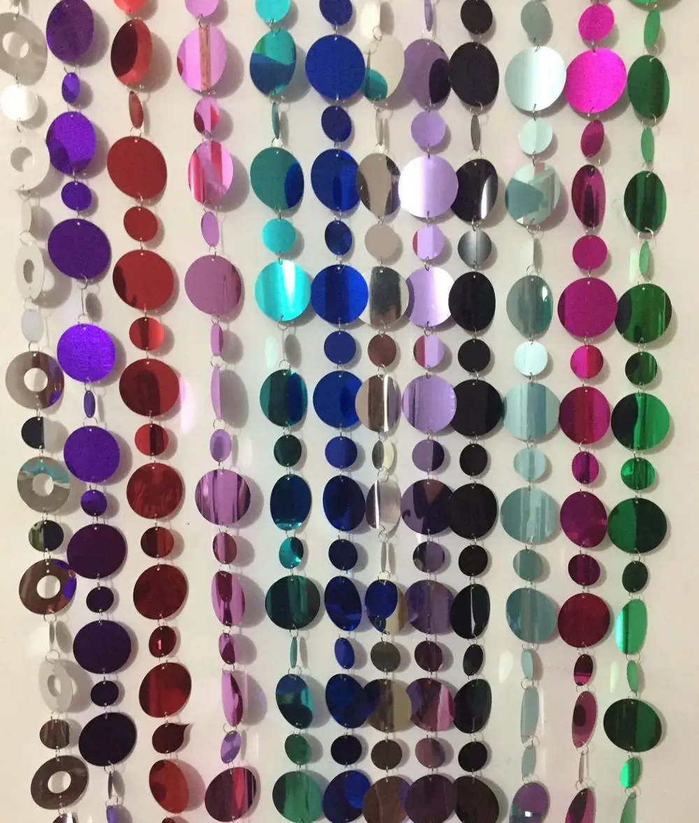 
LDJ702 Wedding hand made Gold and silver shimmer discs strands sequin curtain 