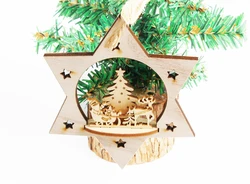 Creative hollow decoration supplies wooden three-dimensional Christmas tree pendant wholesale christmas decoration light