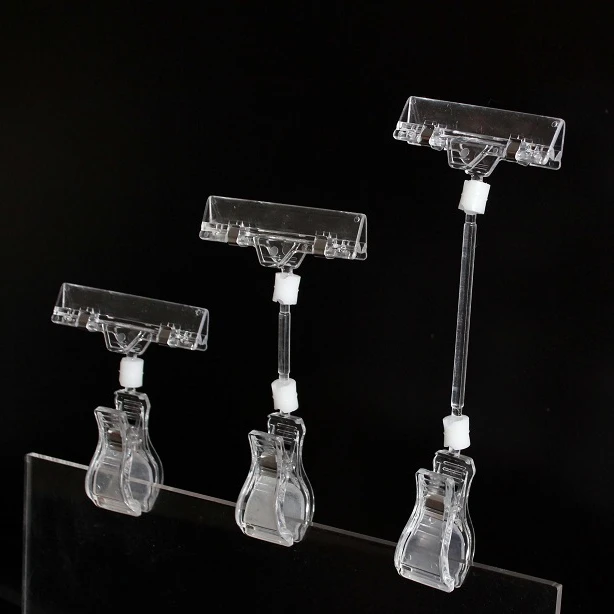 Transparent Plastic Material Plastic POP clip, Plastic label holder clip for Supermarket Display