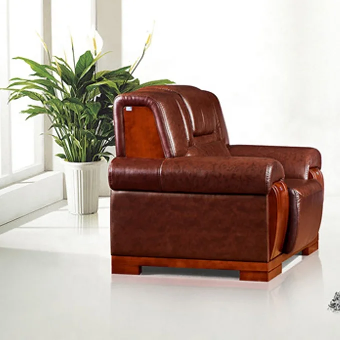 European style 1+1+3 leather office sofa set designs printed leather sofa