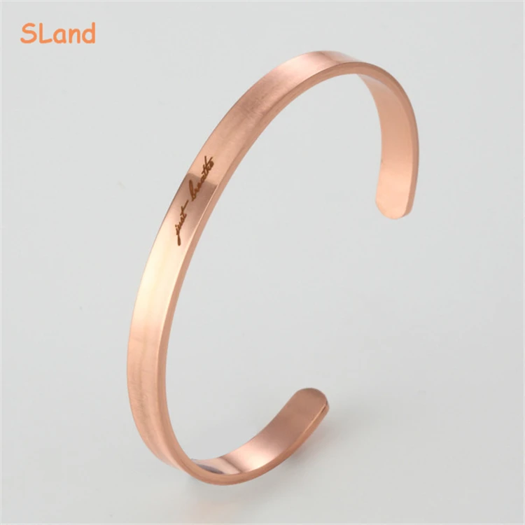 SLand Jewelry Low MOQ wholesale Silver/Gold/Rose gold custom engraved stainless steel cuff bracelet OEM your size & color