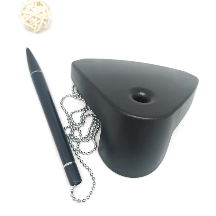 B-9317 Tailor Made Black Plastic Stationery Bank Desk Pen With Chain
