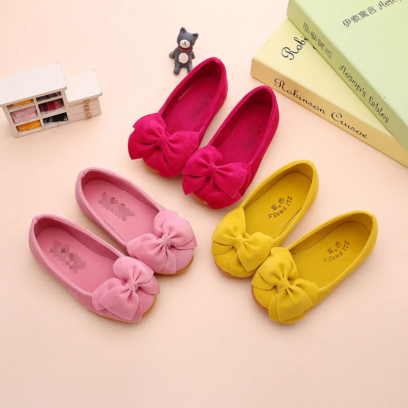 Autumn New Non-slip Bowknot Princess Kids Flat Nude Shoes For Girls