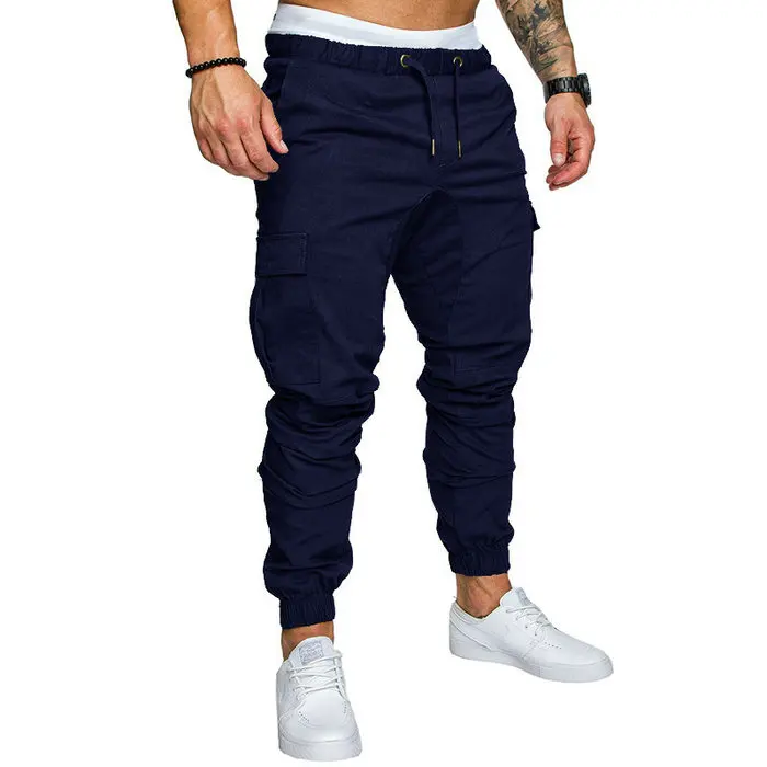 
2019 New Autumn Men Pants Hip Hop Harem Joggers Pants Male Trousers Mens Joggers Solid Multi-pocket Pants Sweatpants M-4XL 