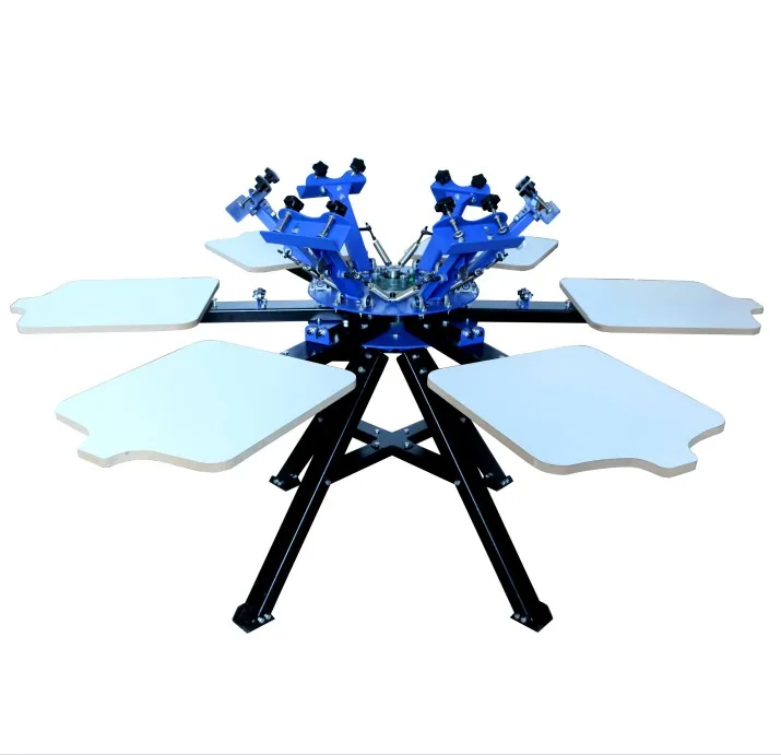 6 цветов станций ручной вращающийся Трафаретный принтер для машины трафаретной печати футболок