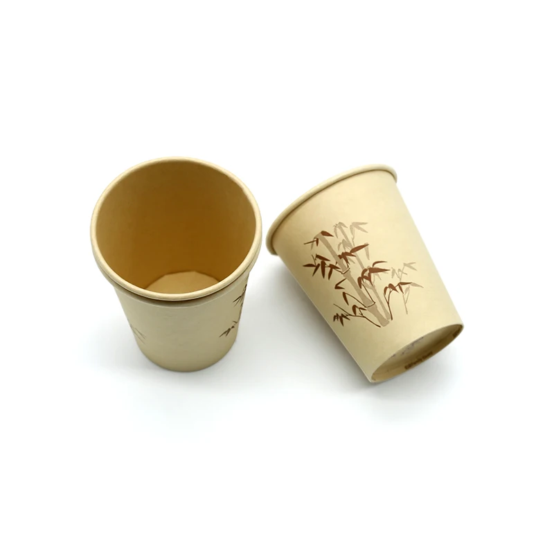 Одноразовая чашка из бамбуковой целлюлозы для кофе/чая, экологически чистая биоразлагаемая бумажная чашка