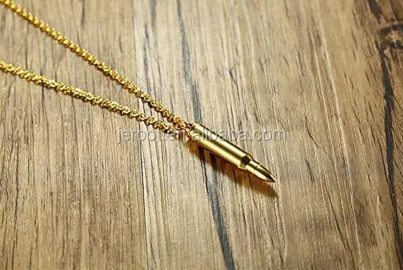 Wholesale Stainless Steel Gold Plated Bullet Urn Cremation Pendant