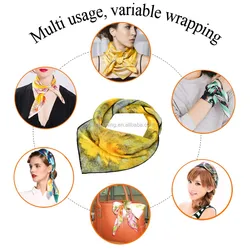 Silk Printed Neckerchief 50*50cm Oil Painting Fashion 20 inch Small Square Women  Wrap Van Gogh 100% Silk Neckerchief