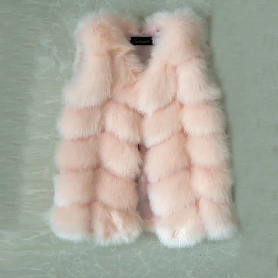 
New style children winter fur imitation fox fur baby girls vest 