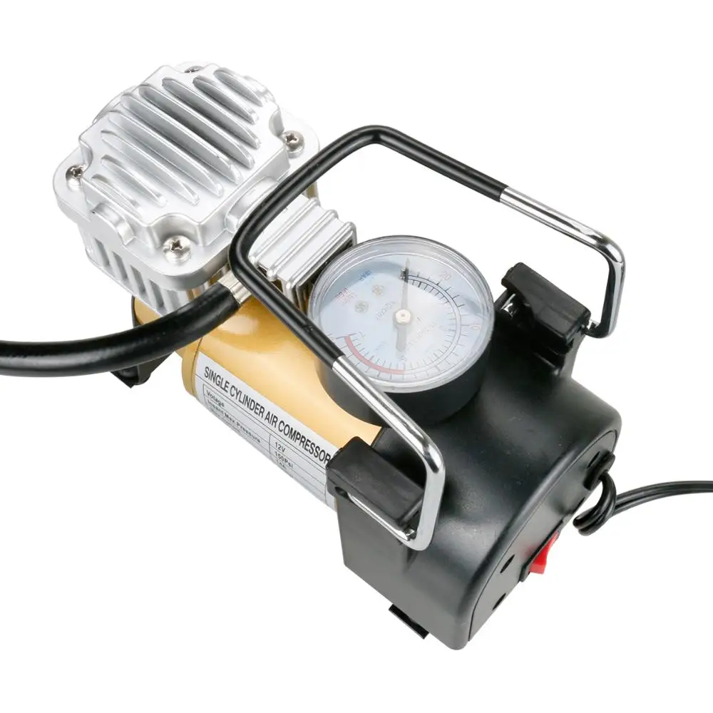 DC 12V Single Cylinder Car Air Compressor, 150 PSI, 30L/min Air Flow Car Tire Inflatable Pump With Gauge