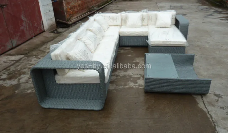 
All weather wicker rattan woven patio seating furniture set sectional outdoor corner sofa model S220 