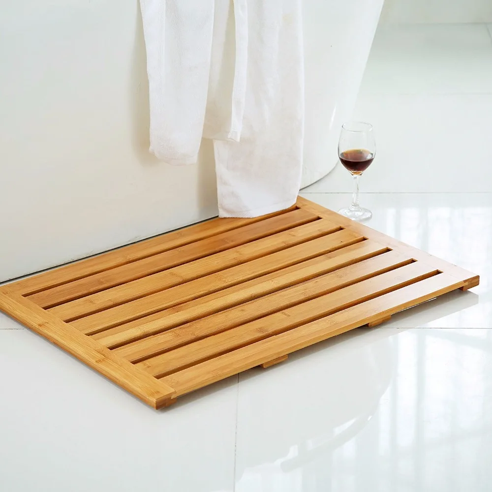Wooden Bamboo Bathroom Accessories Eco-friendly Bath Shower Floor Mat Natural Bathroom Non Slip Mat Classic,morden Luxury Modern