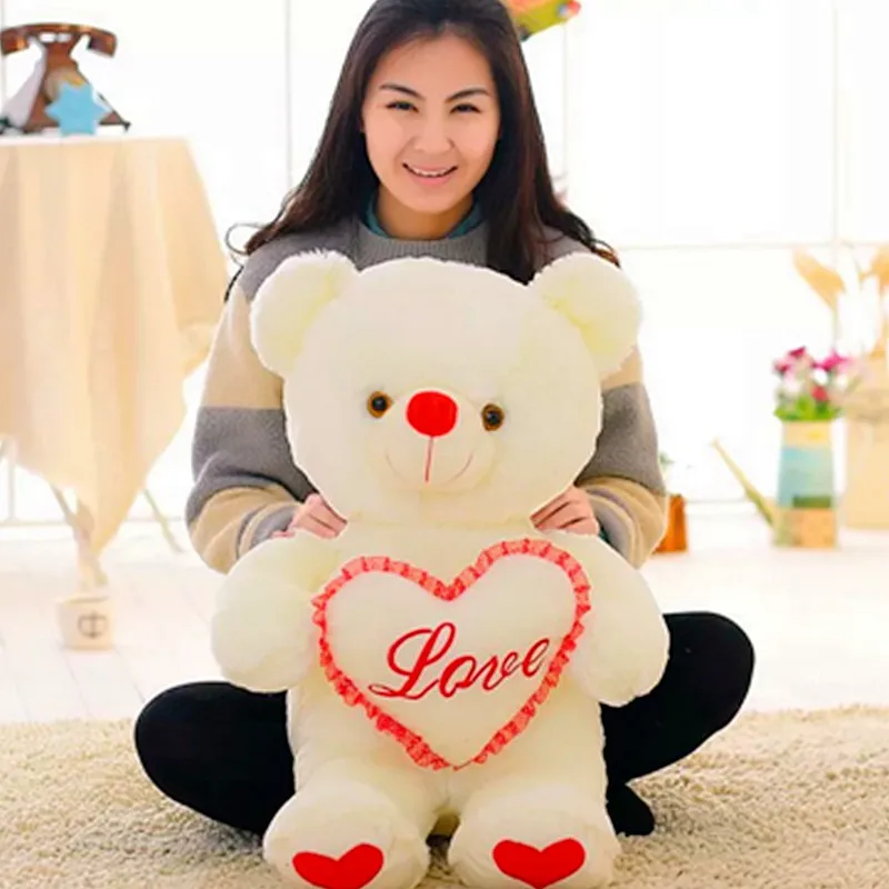 2018 Hot Customized Colorful Glowing Led Teddy Bear Creative Light Up Stuffed Love Heart Teddy Bear Plush Toy