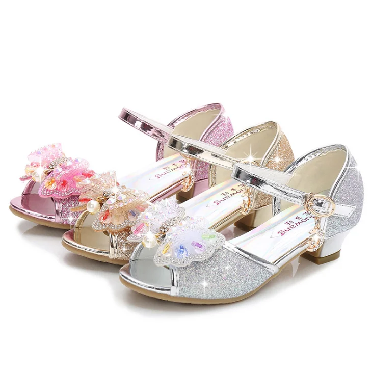 
YY10161S Fancy sequin design girls party wear high heel shoes hot girls frozen shoes 