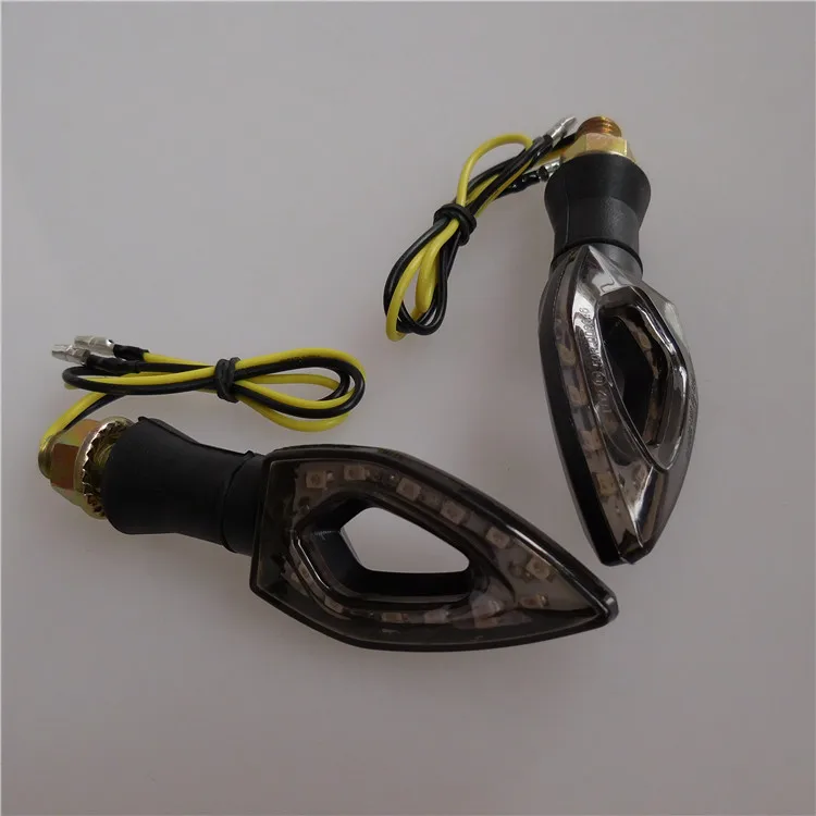 2pcs Universal Motorcycle Black 12 LED Arrow Turn Signal Indicator Blinker Amber Light For Classic Bike Moto