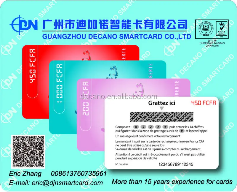 
Paper scratch card with unique code and serial number 