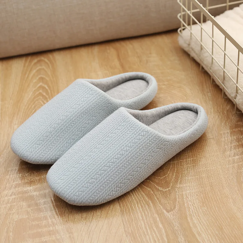 
Unisex Comfort Knitted Cotton Slippers Washable Flat Closed Toe Ultra Lightweight Indoor Shoes TPR Non-Slip Sole 