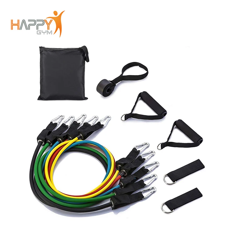 
100% Natural Latex Gymnastics Resistance Bands Set With Black Nylon Carry Bag 