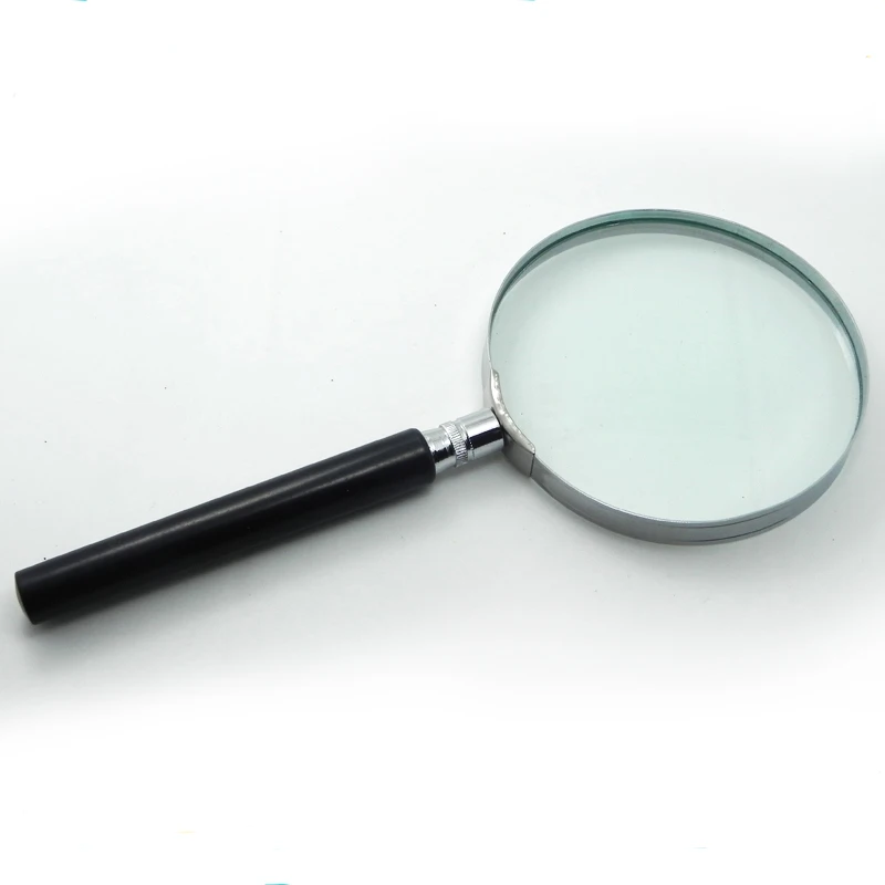 hot sale semimetal Glass Material 75mm magnifying glass:Handheld metal magnifier;semimetal,wooden handle magnifier