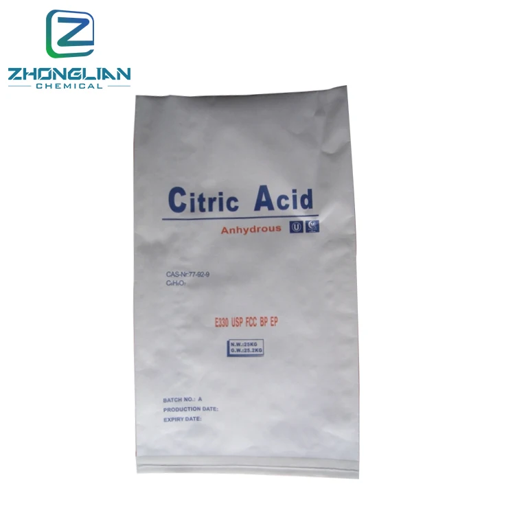 
Food additives uses food grade bp98 citric acid monohydrate 
