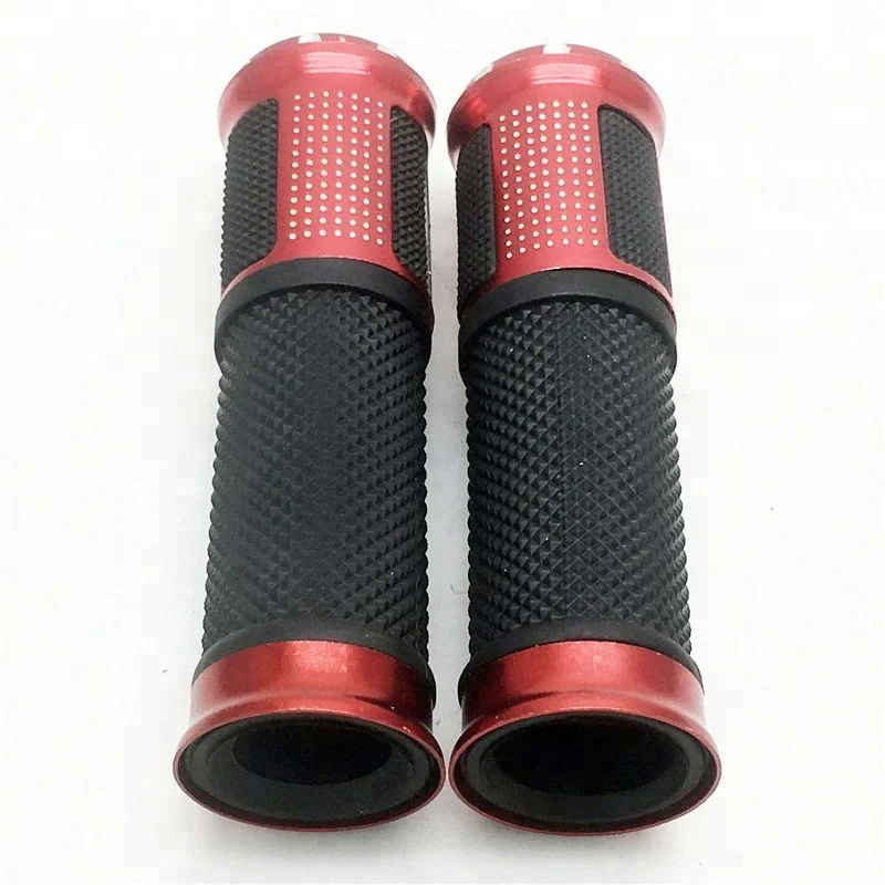 Motorcycle Handlebar Grips 7/8 22mm Black Red Anodised Bar End Weights Motorbike