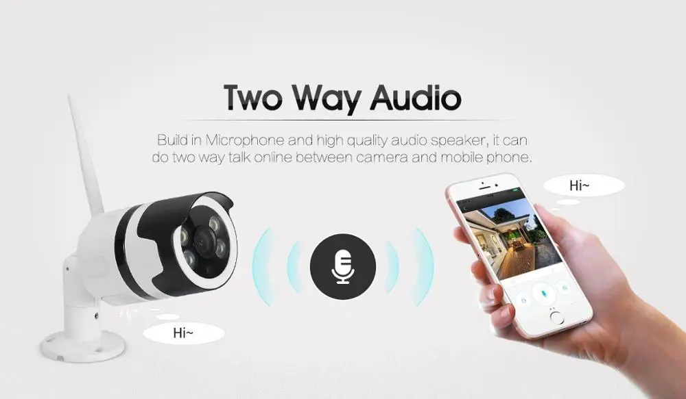 Smart IP66 Wire-Free Wifi Security Camera h 265 waterproof outdoor bullet cctv surveillance system