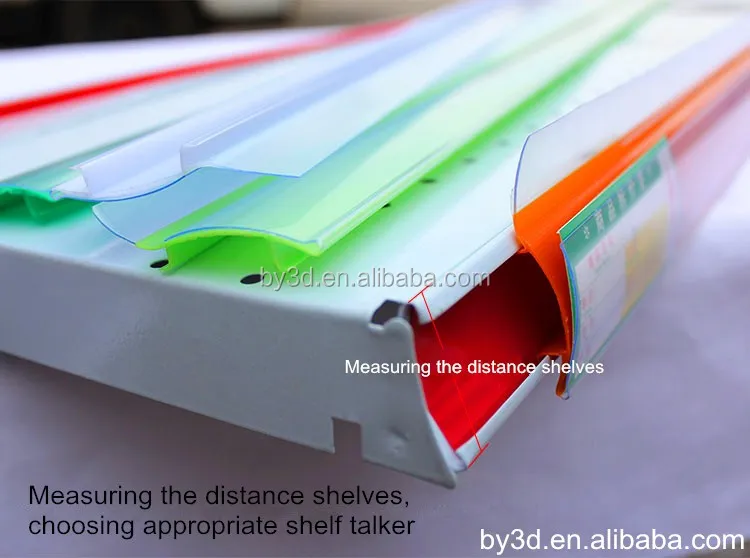 Good quality plastic display pvc price tag/ label sign holder shelf talker for Supermarket Data Strip