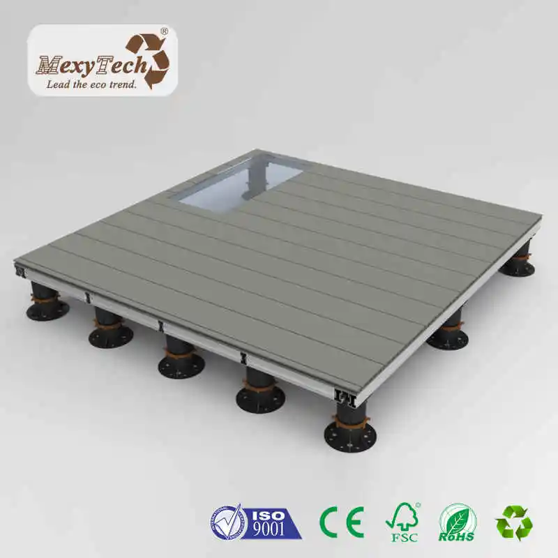 New deck pedestal system with aluminum joist plastic pedstal for wpc decking