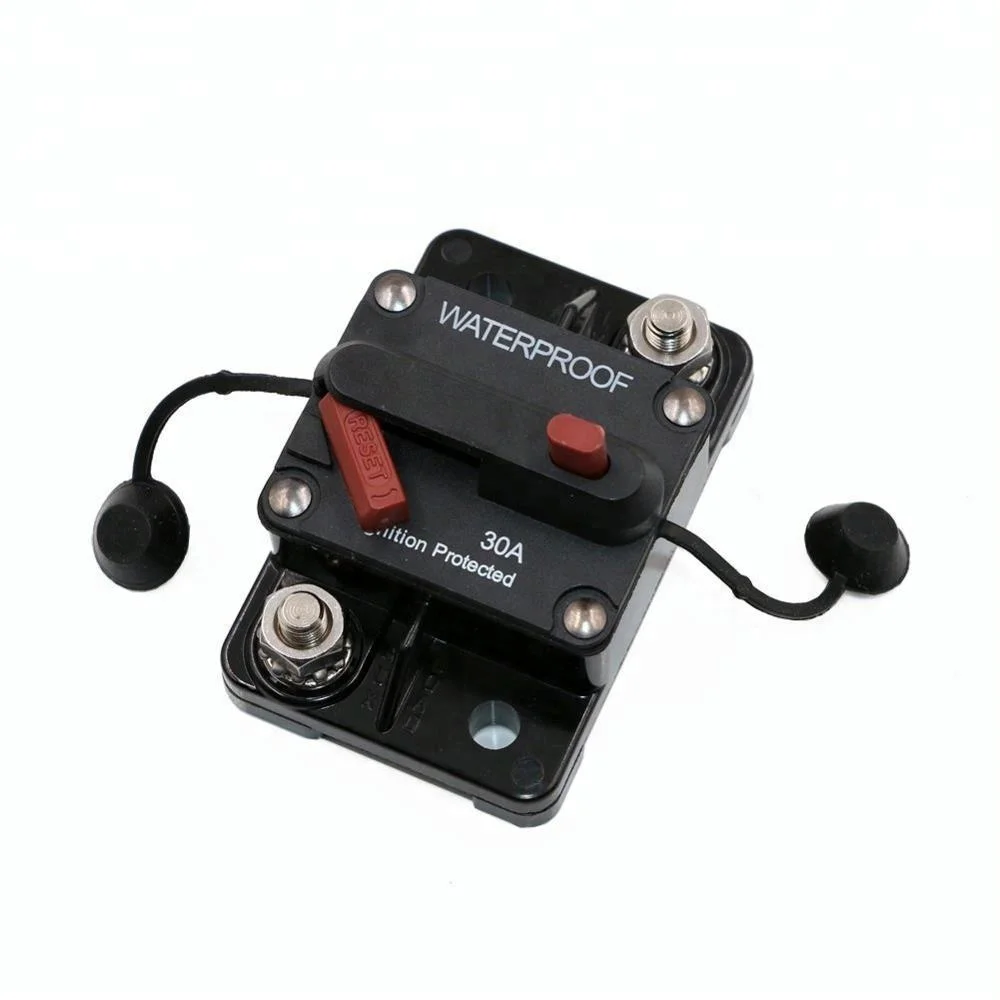 30 Amp Surface-Mount Circuit Breakers with Manual Reset for Car Truck Rv ATV Marine Trolling Motor 12V- 48V DC, Waterproof (30A)