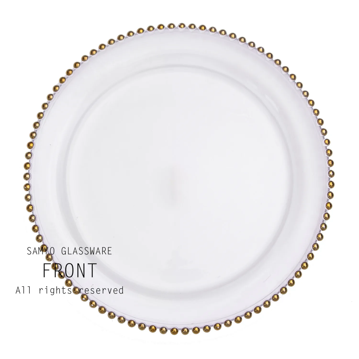 Samyo Wholesale 13inch Silver Beaded Glass Charger Assiette Plate For Wedding