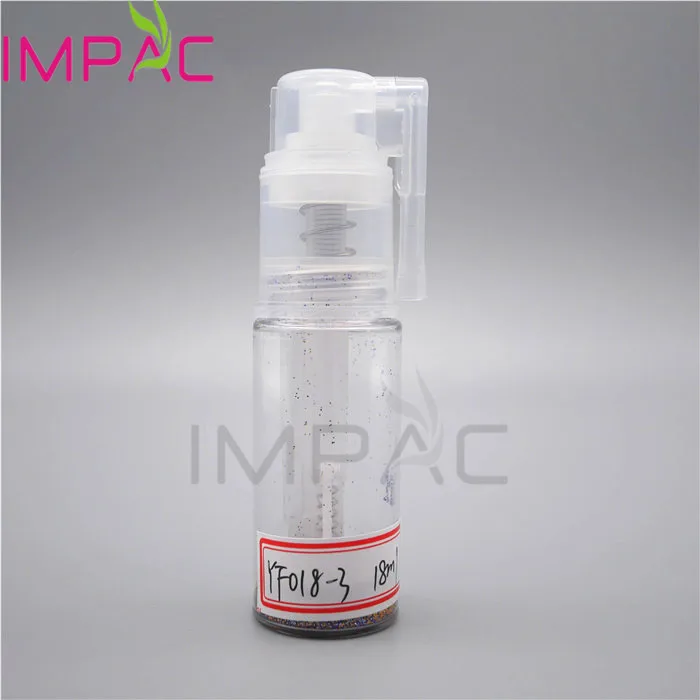 Transparent plastic hair powder bottle with powder sprayer for shimmer