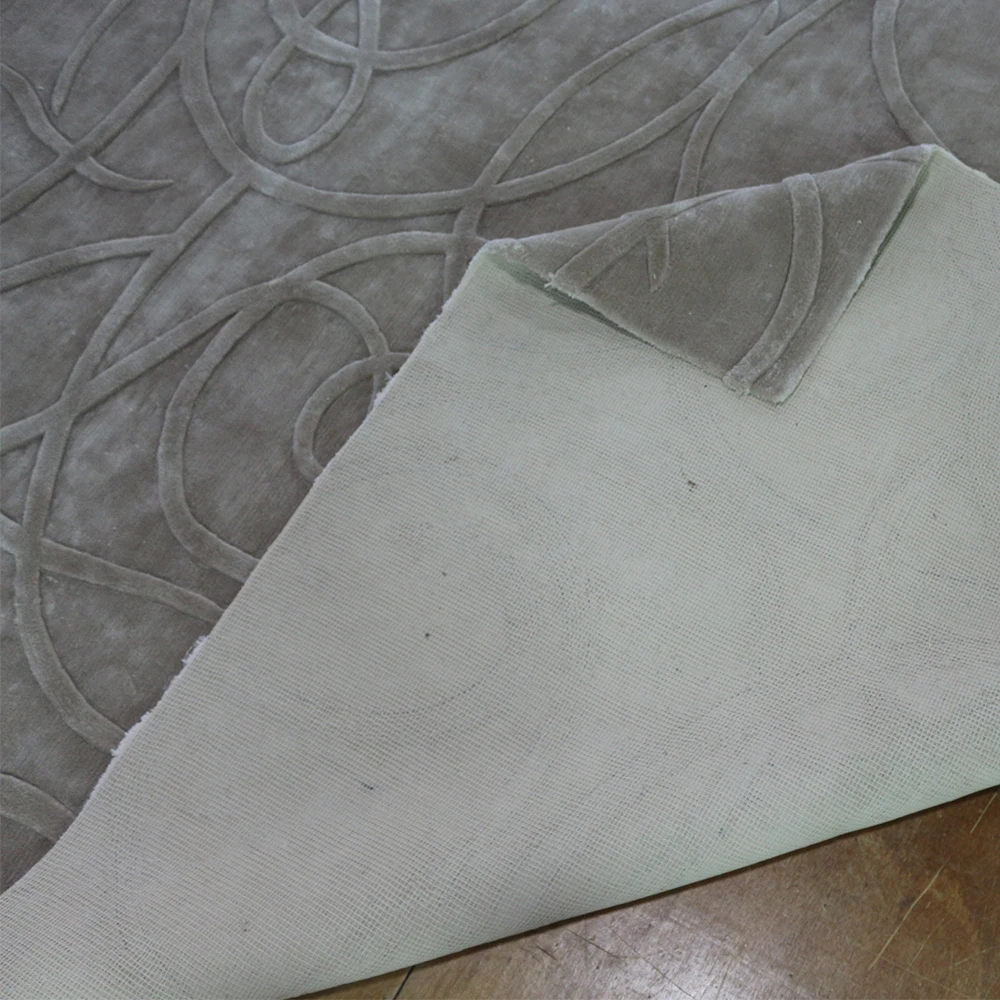 OEM twisted thread abstract swirls  viscose carpet for villa luxury floor