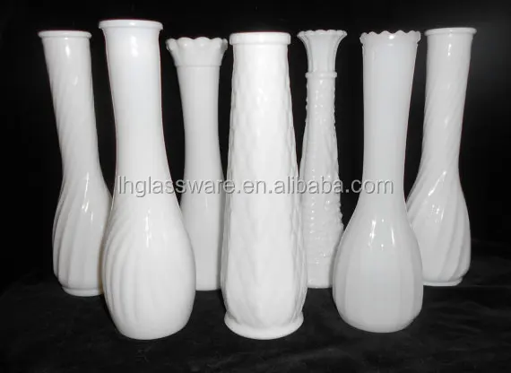 Opal Milk Glass Bud Vases bottle  White glass vases Collection  Lot Wedding Centerpiece  Shabby Chic Rustic shower