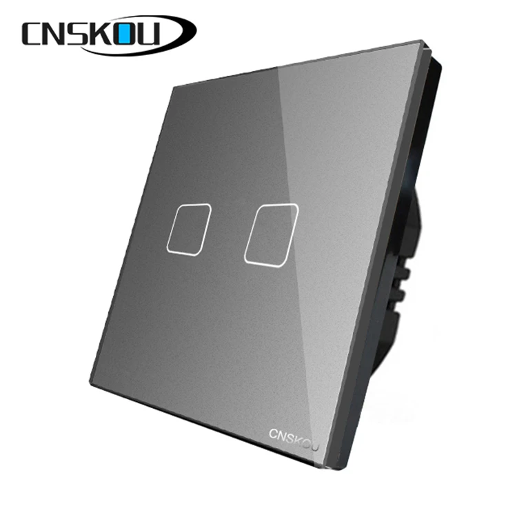 Cnskou 2gang 1way EU Standard Tempered Glass Panel Lcd Touch Screen Wall Light Switch India