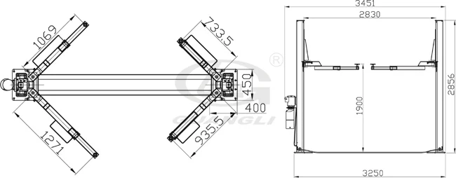 Two Post 380v double cylinder hydraulic power driving car lift motorcycle lift