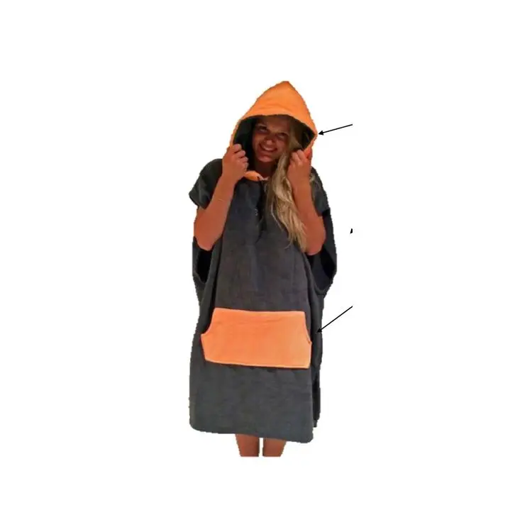 
Hot Sale Microfiber Hooded Poncho As Changing Cloth Adult Beach Towel With Hood Pullover 