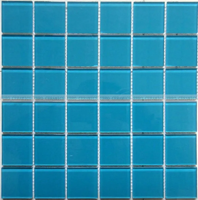 Grade 3a Swimming Pool Tiles Glass Mosaic Blue Color Decorative Glass Pool Mosaic Tile