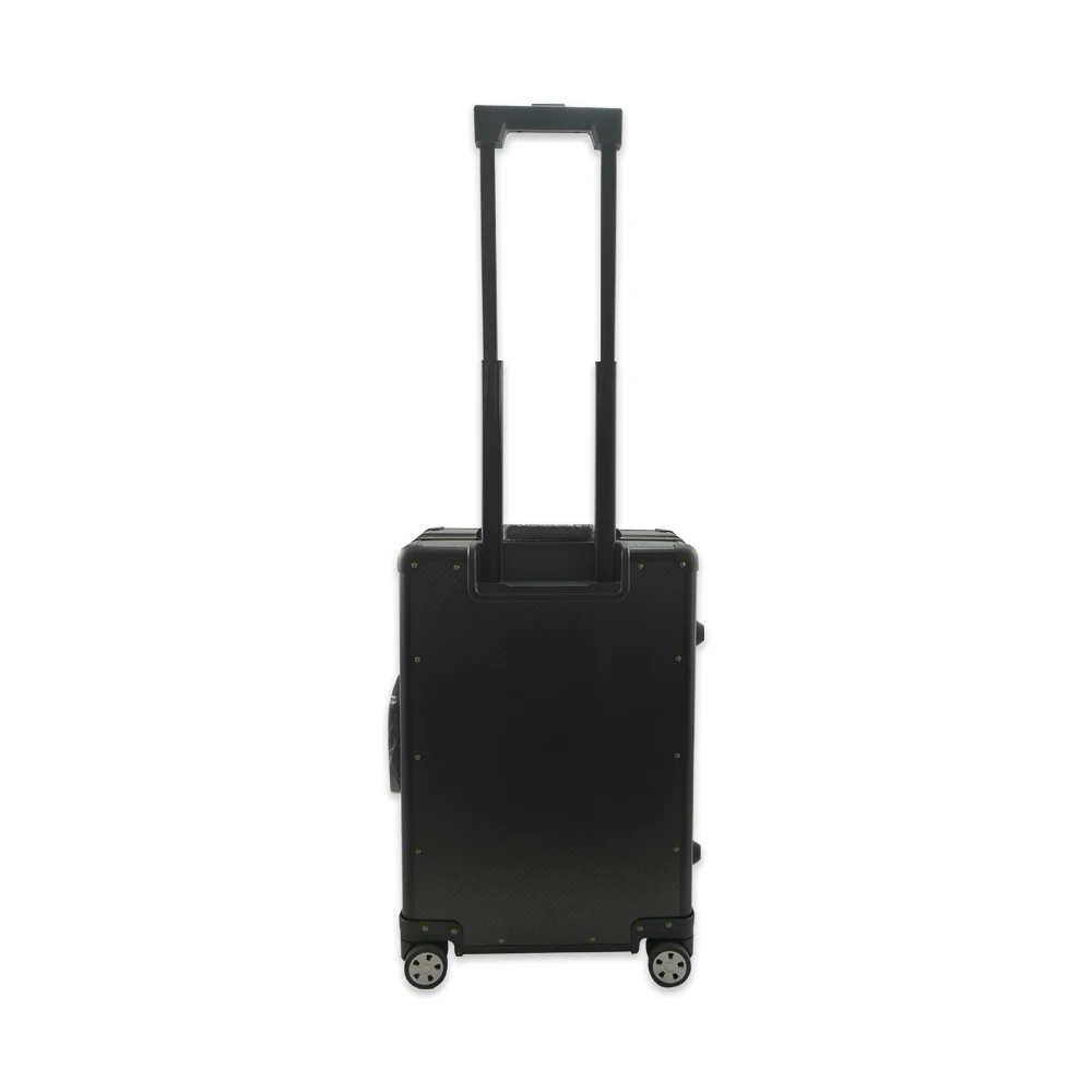 Carbon Fiber Carry on Aluminum Black Suitcase Men Customized High Quality Factory Price Top & Side Handle Luggage with TSA Lock