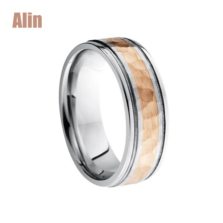 
Rose gold plated hammered china jewelry wholesale cobalt chrome ring 
