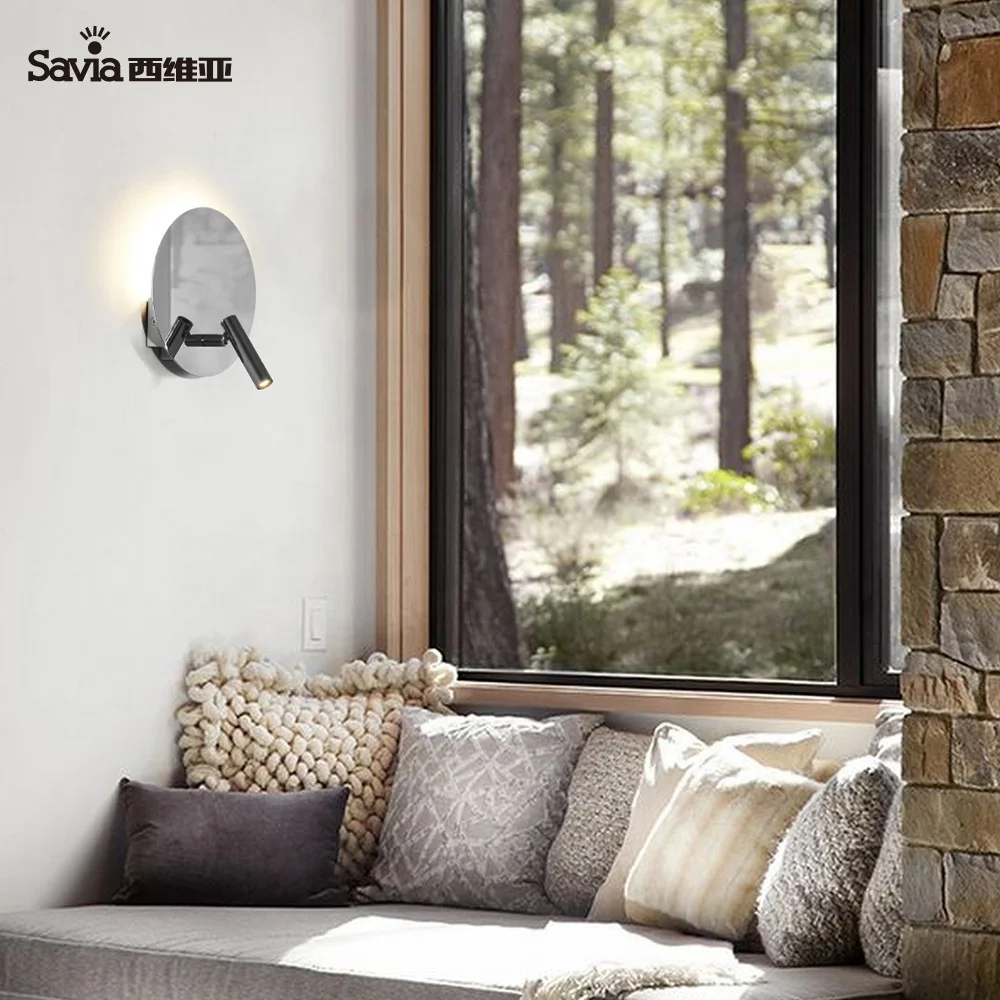 Savia aluminium led wall lights 3W+5W adjustable beam angle modern indoor reading light for bedside/hotel/living room