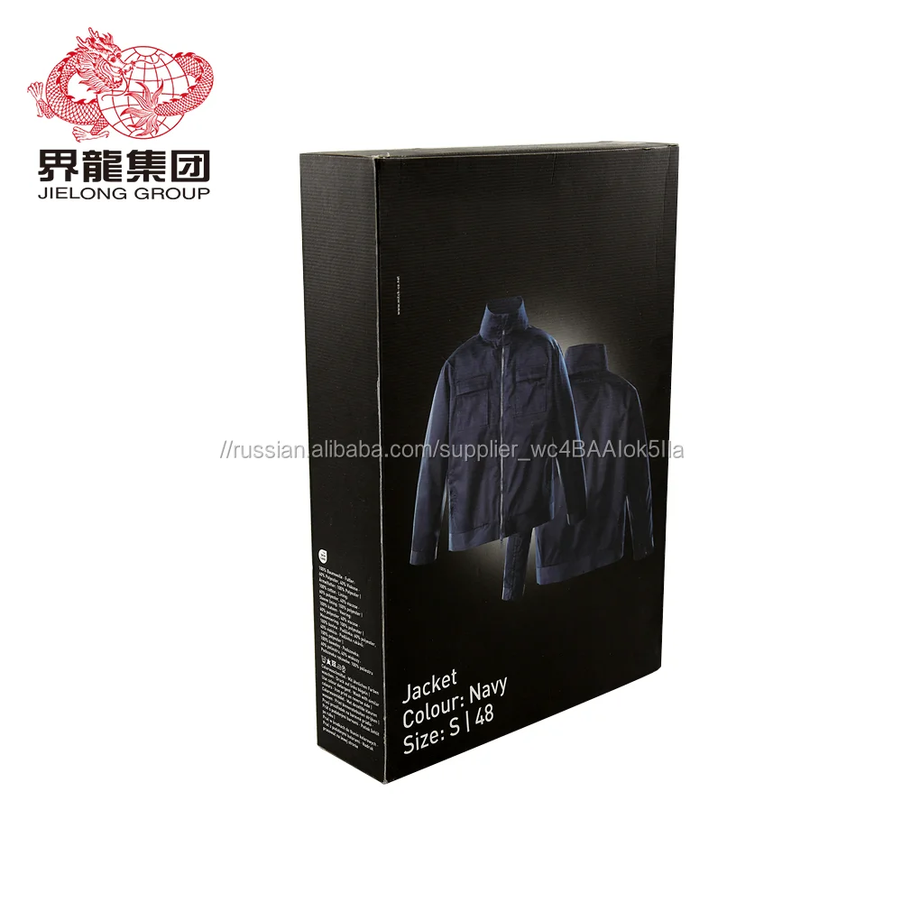 Пользовательские печати, прямоугольные черные мужские Джек пальто гофрированной бумаги, упаковка коробки для одежды