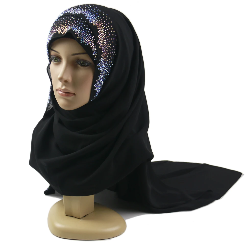 Красивый Мягкий Шифоновый хиджаб с каменным дизайном