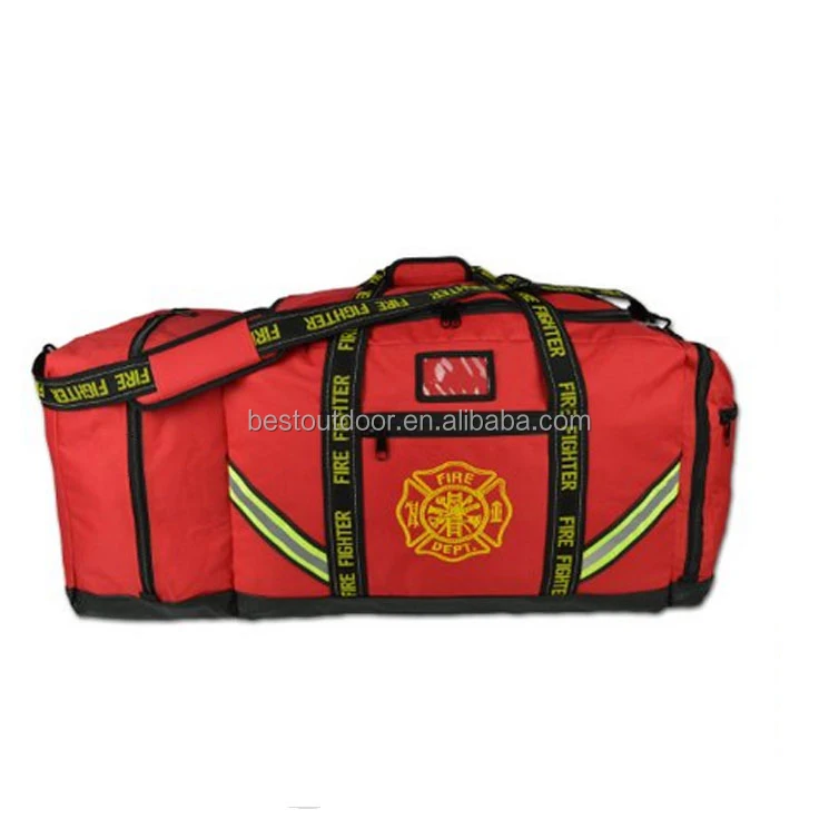 Firefighter Rescue Turnout Fire Gear Bag w/ Shoulder Strap Helmet Pocket
