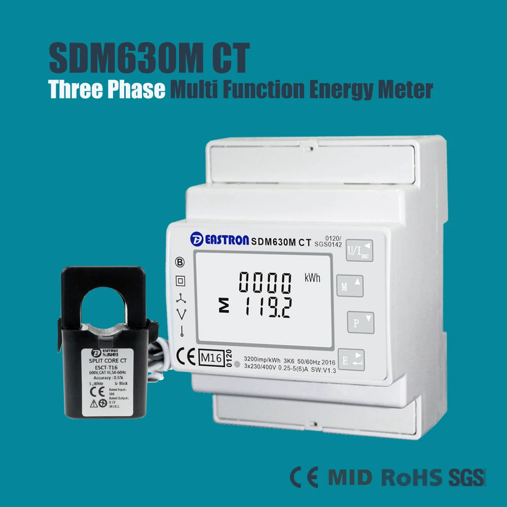 Top Quality 3 Phase Multifunction Energy Meter, DIN Rail Smart Modbus Energy Meter, PV Solar Energy Meter, MID Approved