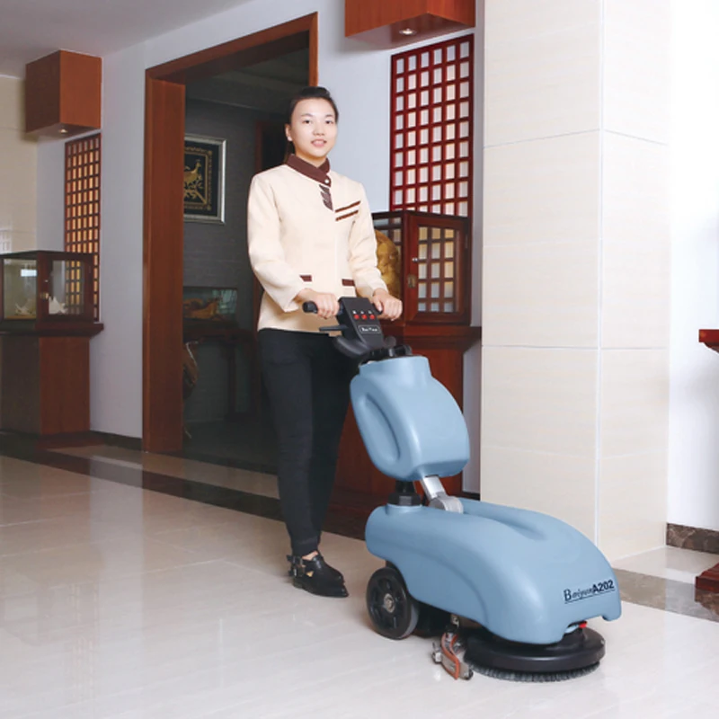 Q202 design battery operate 220V/110V high suction 140 rpm brush auto floor polisher equipment for gym home factory room