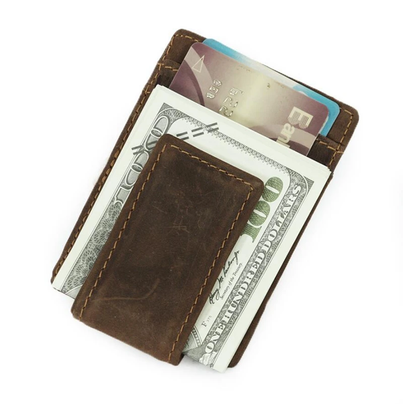 Dreamtop DTG195 Guangzhou manufacturer mens leather card wallet vintage wallet money clip