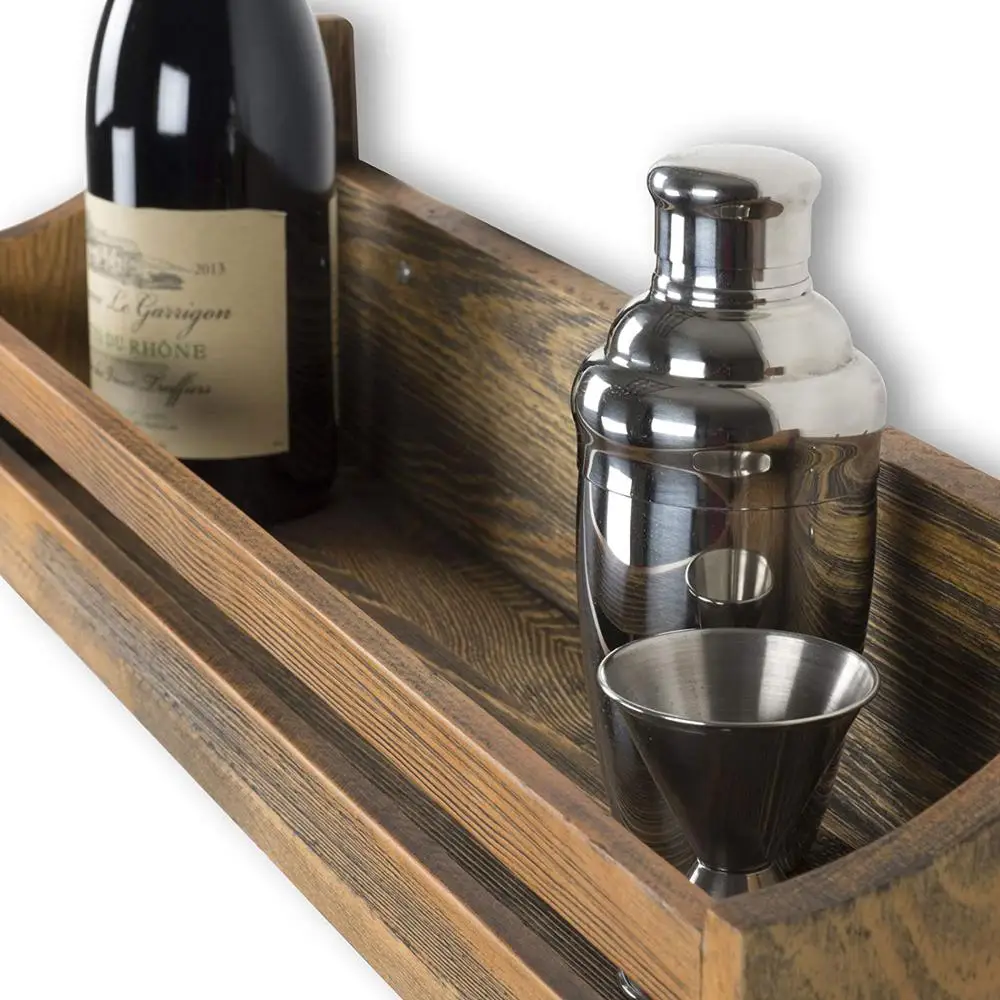 GSF 24 Inch Handmade Floating Shelves Wooden Floating Rustic Wall Mount Shelf For Living Room Kitchen Bathroom